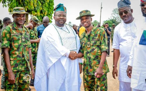 Ajadi celebrates promotion of over sixty (60) soldiers from private ranks to Warrant Officers at the 174 Battalion of the Nigeria Army at Odogunyan, Lagos.